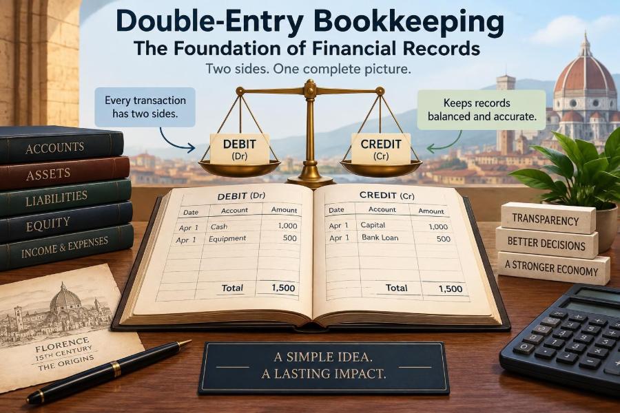 💰 First in Modern Accounting: How Double-Entry Bookkeeping Became the Foundation of Financial Records