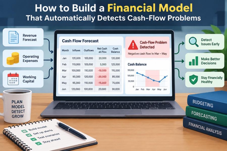 💰 How to Build a Financial Model That Automatically Detects Cash-Flow Problems