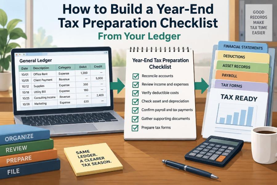 🗂️ How to Build a Year-End Tax Preparation Checklist From Your Ledger