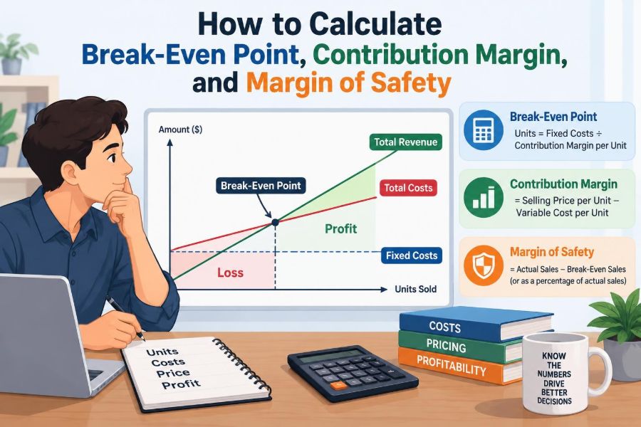 ๐ฐ How to Calculate Break-Even Point, Contribution Margin, and Margin of Safety