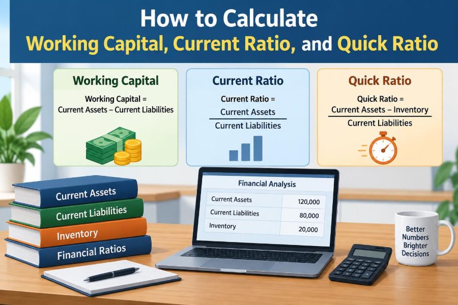 💰 How to Calculate Working Capital, Current Ratio, and Quick Ratio