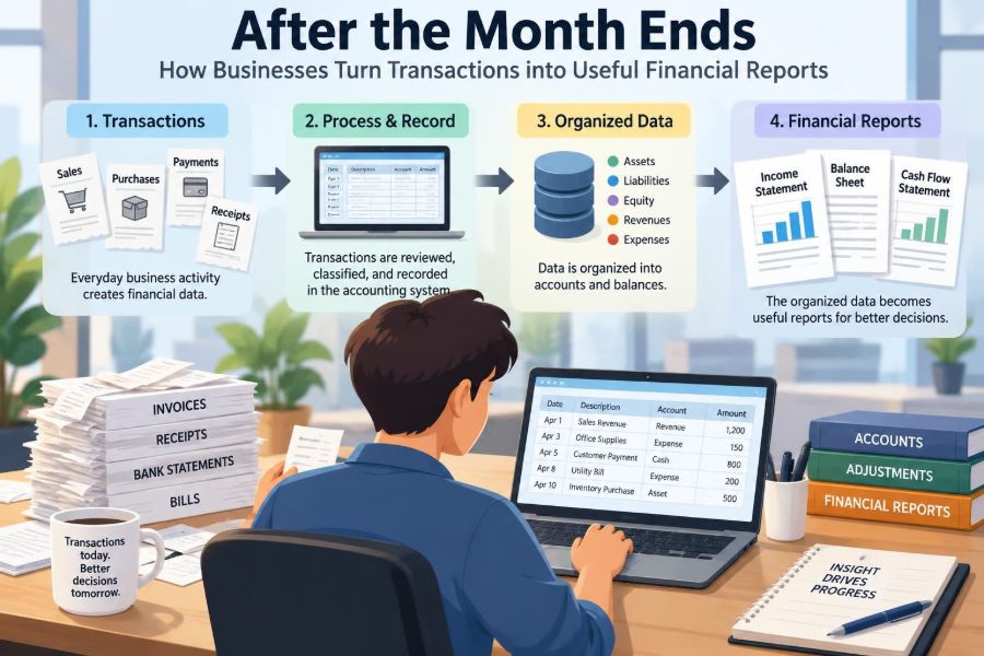 💰 After the Month Ends: How Businesses Turn Transactions into Useful Financial Reports