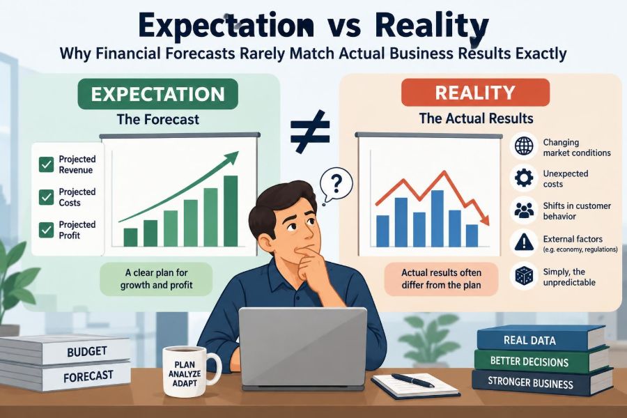 💰 Expectation vs Reality: Why Financial Forecasts Rarely Match Actual Business Results Exactly
