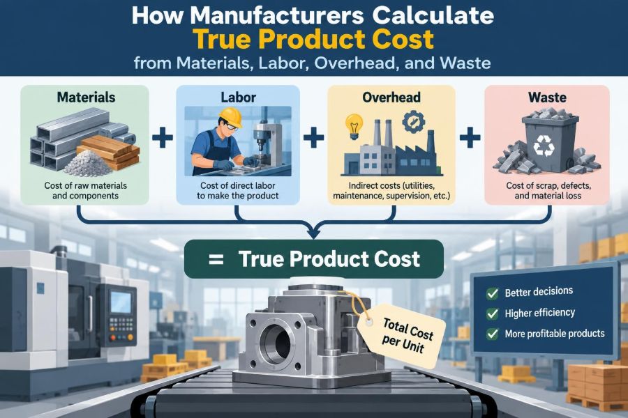 💰 How Manufacturers Calculate True Product Cost from Materials, Labor, Overhead, and Waste