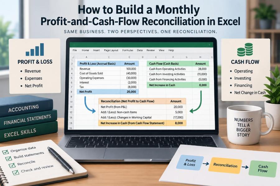 π° How to Build a Monthly Profit-and-Cash-Flow Reconciliation in Excel