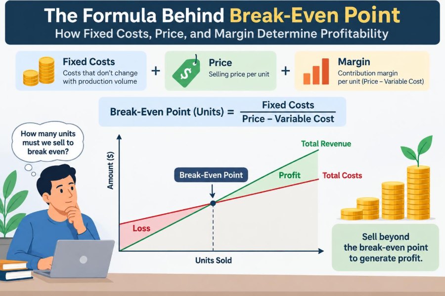 ๐ฐ The Formula Behind Break-Even Point: How Fixed Costs, Price, and Margin Determine Profitability